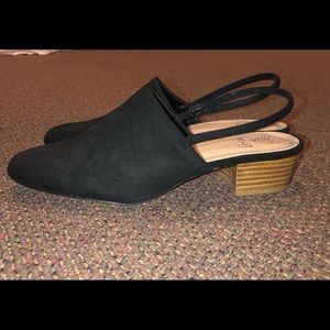 NWOT Beast Sling Back Black Suede Flats